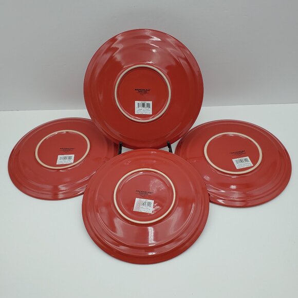 Rachael Ray Double Ridge Red Salad Plates Embossed Dessert Plates - Picture 2 of 8